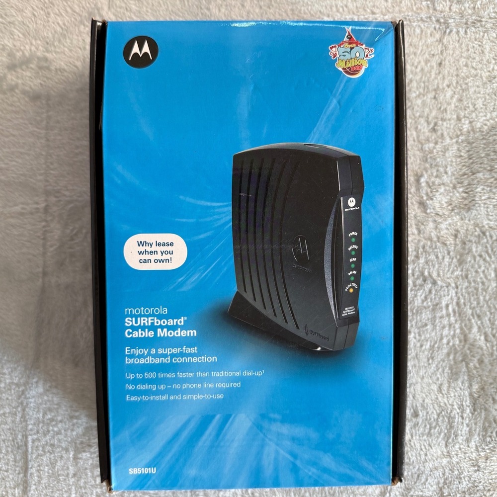 Motorola SURFboard SB5101U Cable Modem DOCSIS‎ 2.0 w/ Box Cables CD SB5101